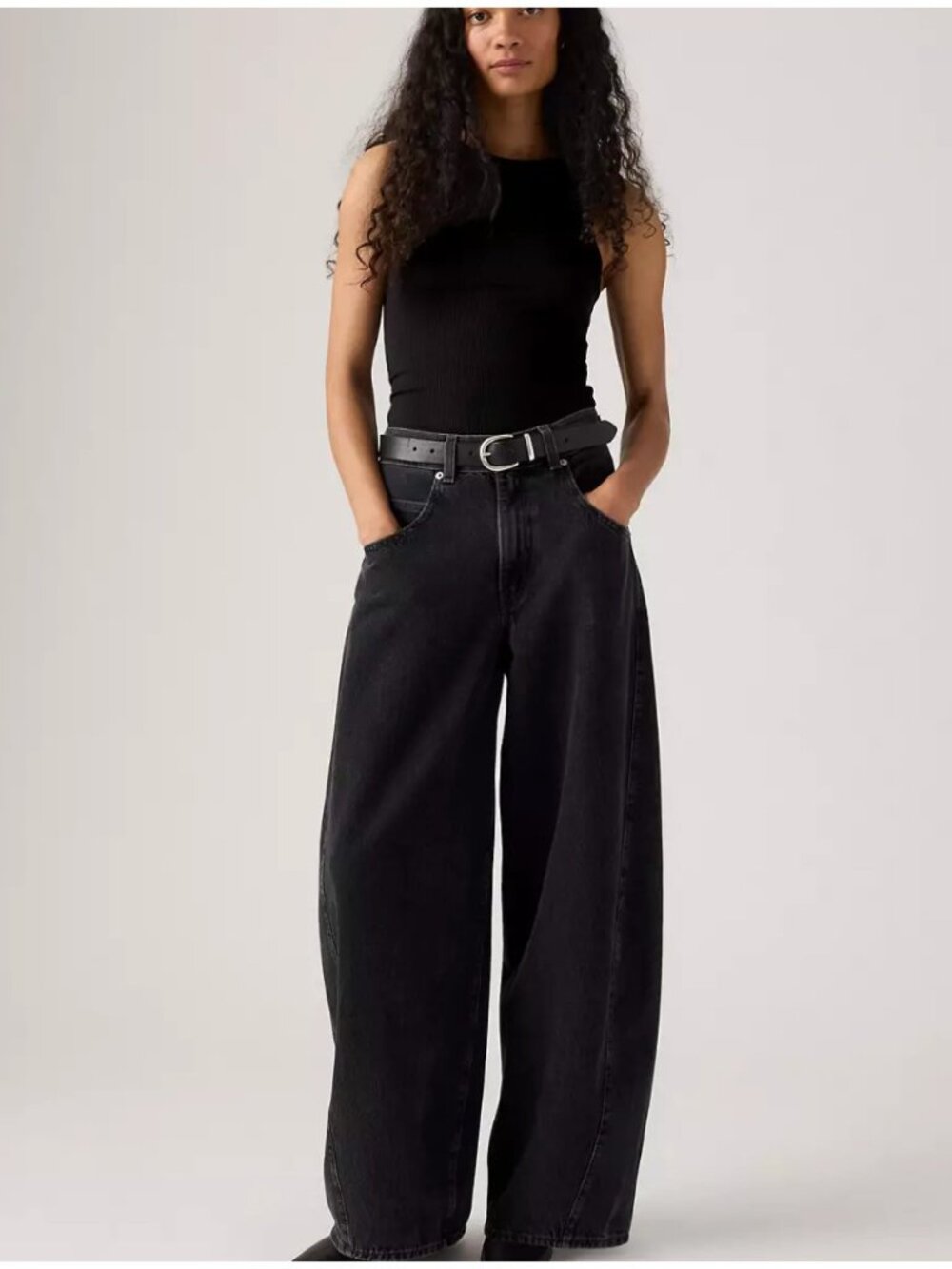 New Levi's 24x30 Premium Super Baggy Barrel Women's Jeans Open Mind Black